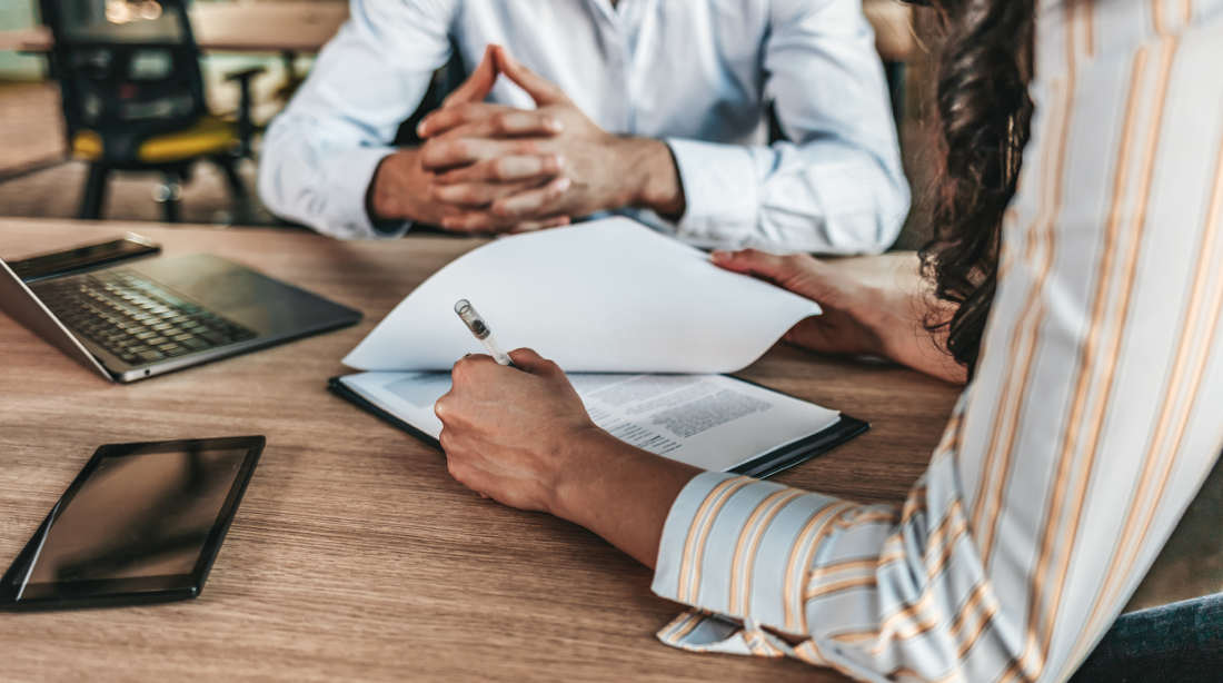 Business meeting with documents